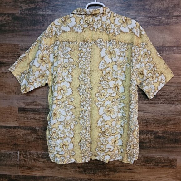 Vintage Ocean Pacific Floral Hawaiian Camp Shirt Mens XL Yellow White - Picture 2 of 7